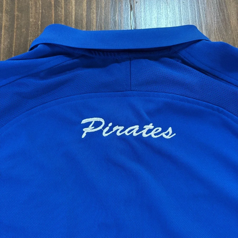 ADIDAS Mens Large‎ Blue Short Sleeve Polo Pirates Baseball Embroidered Athletic